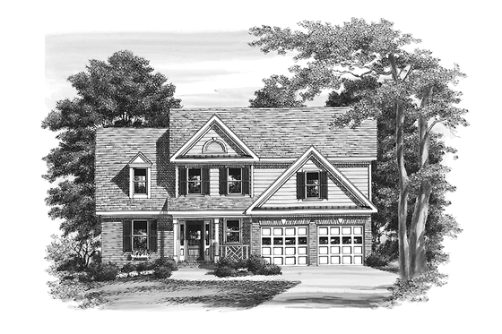 Exterior - Front Elevation 3 for Colonial House Plan #927-750 - 3 bed, 2.5 bath