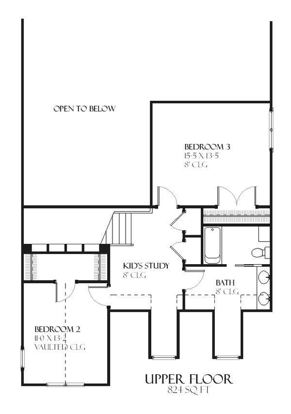 Traditional Floor Plan - Upper Floor Plan #901-100