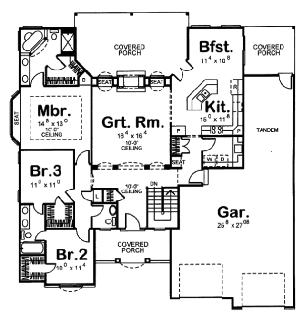 Traditional Style House Plan - 3 Beds 2.5 Baths 1800 Sq/Ft Plan #312 ...