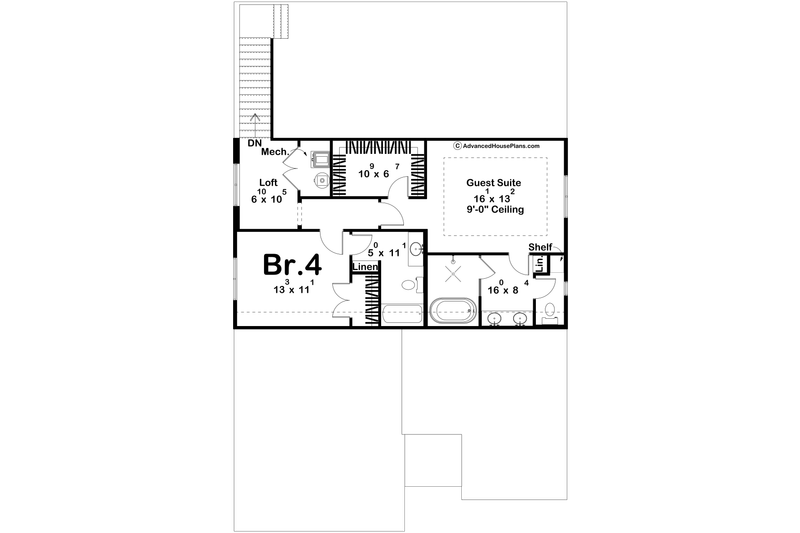 Home Plan - Floor Plan - Upper Floor for Farmhouse House Plan #455-773 - 4 bed, 4 bath