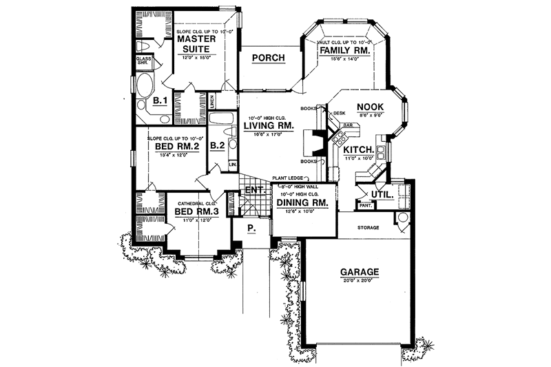 Home Plan - Floor Plan - Main Floor for Ranch House Plan #40-460 - 3 bed, 2 bath