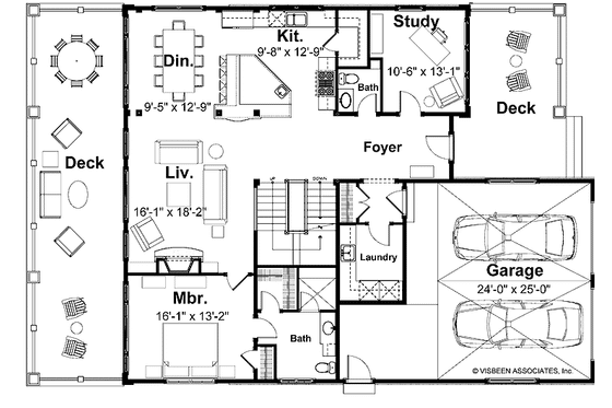 Floor Plan - Main Floor for Craftsman House Plan #928-60 - 4 bed, 4.5 bath