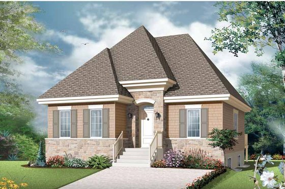 Exterior - Front Elevation 3 for European House Plan #23-2501 - 4 bed, 2 bath