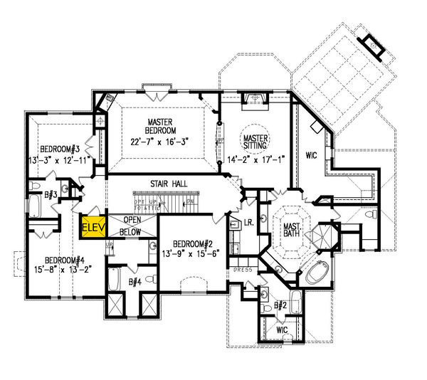 House Design - Traditional Floor Plan - Upper Floor Plan #54-413