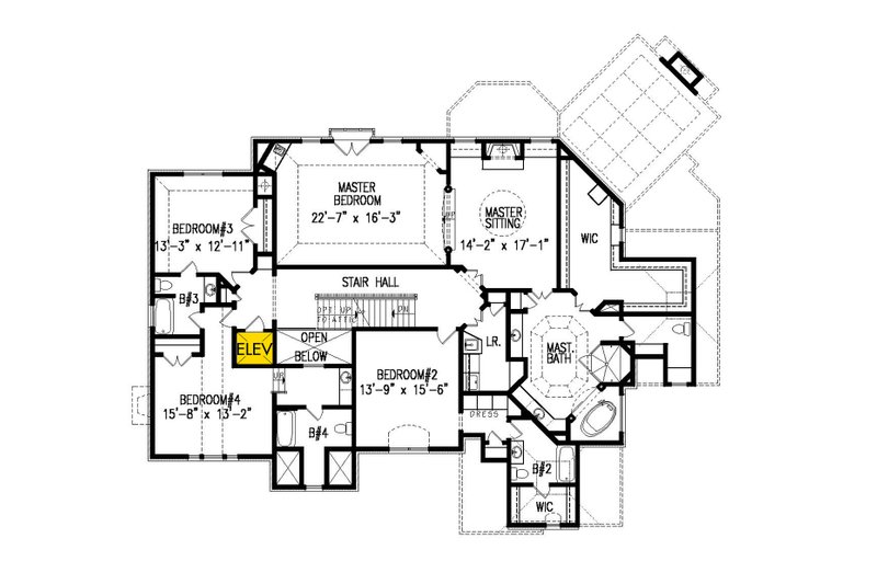 Dream House Plan - Floor Plan - Upper Floor for Traditional House Plan #54-413 - 5 bed, 5.5 bath