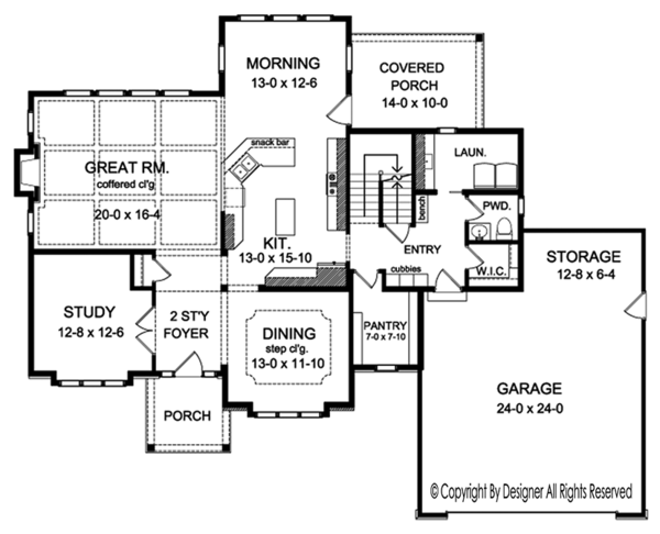 House Design - Colonial Floor Plan - Main Floor Plan #1010-169