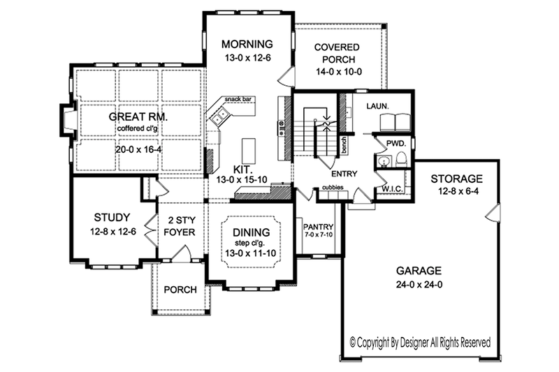 Architectural House Design - Floor Plan - Main Floor for Colonial House Plan #1010-169 - 4 bed, 2.5 bath