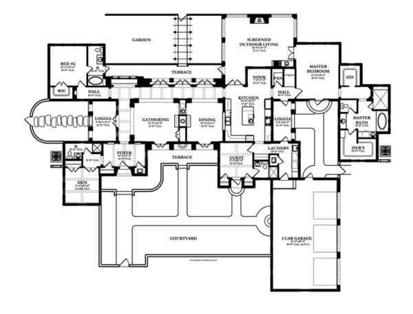 House Design - Mediterranean Floor Plan - Main Floor Plan #1058-18