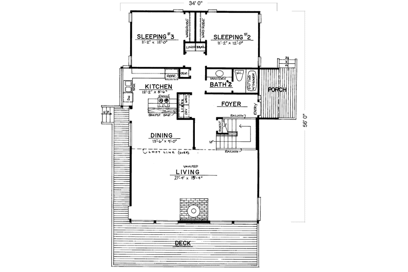 Architectural House Design - Floor Plan - Main Floor for European House Plan #303-465 - 3 bed, 2 bath