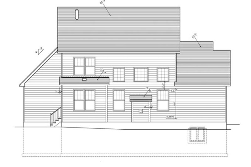 Architectural House Design - Exterior - Rear Elevation for Traditional House Plan #1010-75 - 3 bed, 2.5 bath