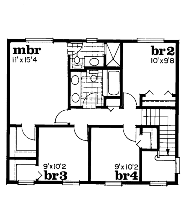 House Design - Colonial Floor Plan - Upper Floor Plan #47-683