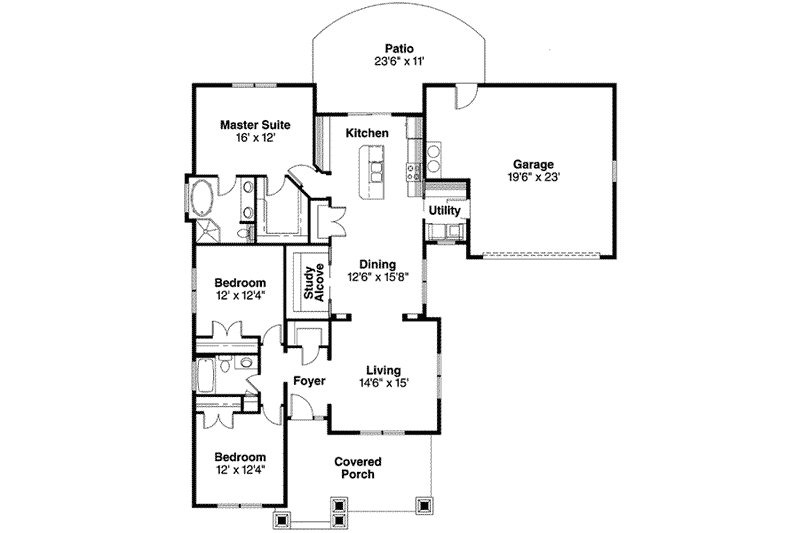 Dream House Plan - Floor Plan - Main Floor for Craftsman House Plan #124-496 - 3 bed, 2 bath