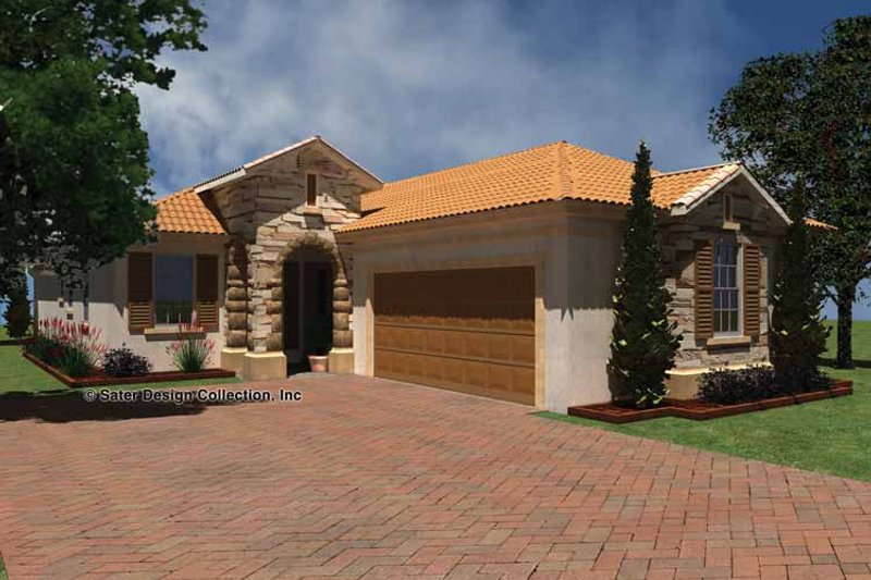 Architectural House Design - Exterior - Front Elevation 3 for Mediterranean House Plan #930-425 - 2 bed, 2 bath