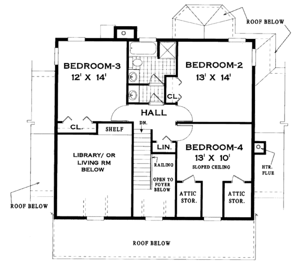 Home Plan - Classical Floor Plan - Upper Floor Plan #3-295