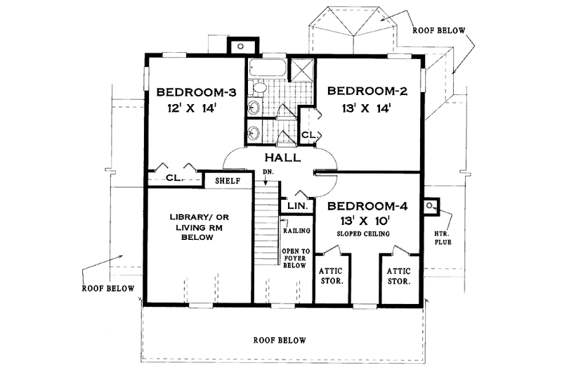 Home Plan - Floor Plan - Upper Floor for Farmhouse House Plan #3-295 - 4 bed, 2.5 bath