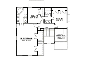 Floor Plan - Upper Floor for European House Plan #67-854 - 3 bed, 2 bath