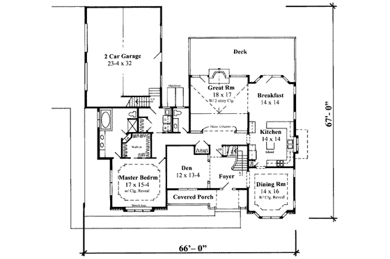 Floor Plan - Main Floor for Traditional House Plan #75-156 - 4 bed, 2.5 bath