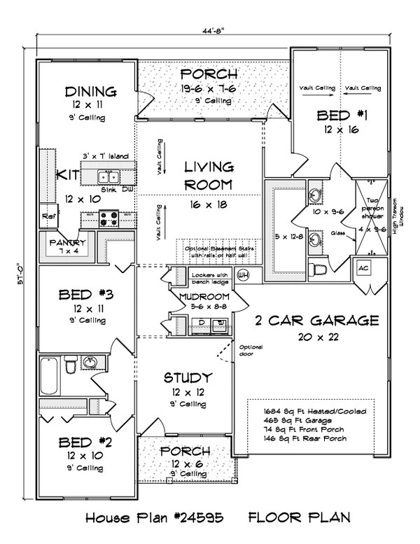 House Blueprint - Farmhouse Floor Plan - Main Floor Plan #513-2388