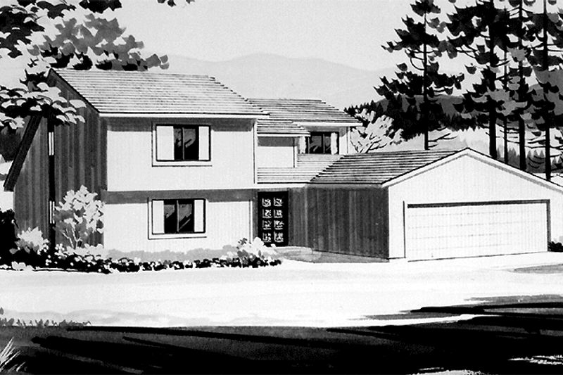 Architectural House Design - Prairie Exterior - Front Elevation Plan #320-1206