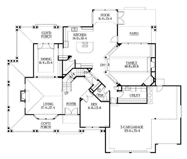 Architectural House Design - Craftsman Floor Plan - Main Floor Plan #132-507