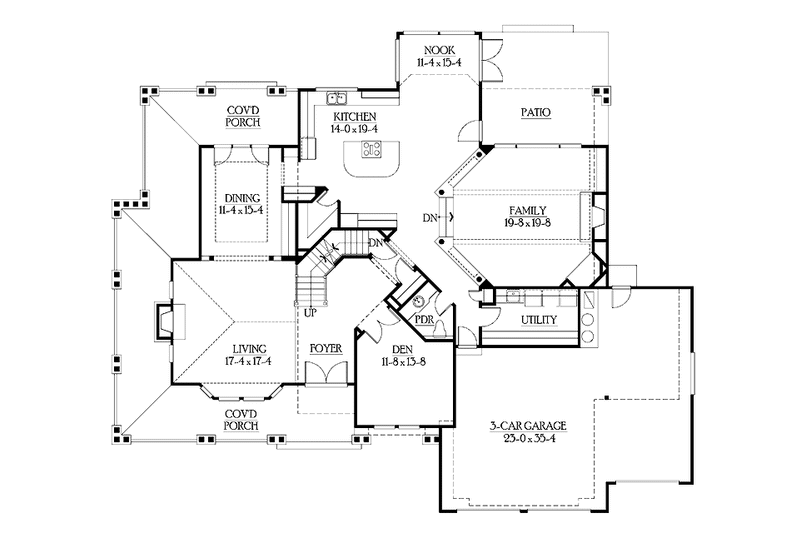 Home Plan - Floor Plan - Main Floor for Craftsman House Plan #132-507 - 4 bed, 3.5 bath