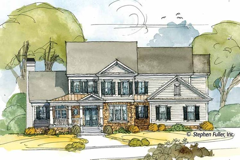 House Plan Design - Exterior - Front Elevation 3 for Colonial House Plan #429-395 - 4 bed, 3.5 bath