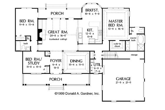 Floor Plan - Main Floor for Country House Plan #929-443 - 3 bed, 2 bath