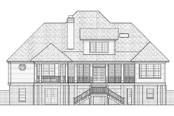 Exterior - Rear Elevation for Traditional House Plan #1054-9 - 4 bed, 5.5 bath