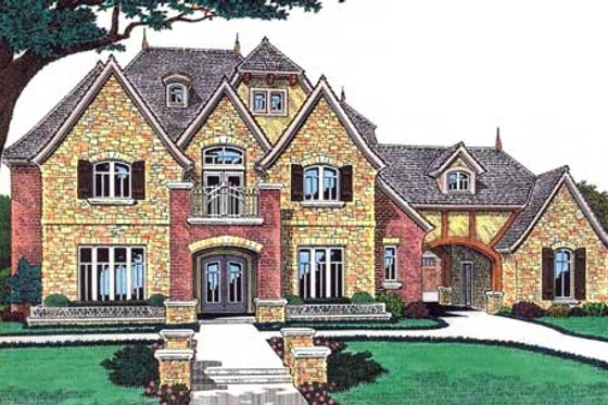 Exterior - Front Elevation for European House Plan #310-633 - 4 bed, 4.5 bath
