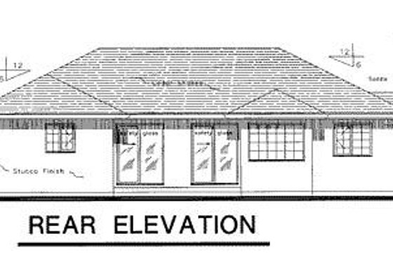 Exterior - Rear Elevation for Ranch House Plan #18-107 - 3 bed, 2 bath