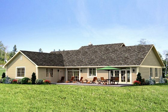 Exterior - Rear Elevation 1 for Ranch House Plan #18-9545 - 3 bed, 2 bath