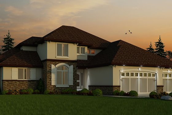 Exterior - Front Elevation 3 for European House Plan #20-2245 - 4 bed, 3.5 bath