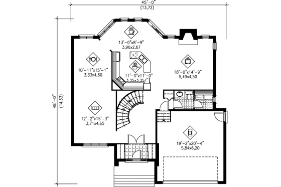Floor Plan - Main Floor for Traditional House Plan #25-4240 - 4 bed, 2.5 bath