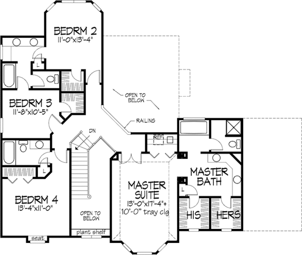 Architectural House Design - European Floor Plan - Upper Floor Plan #320-1414