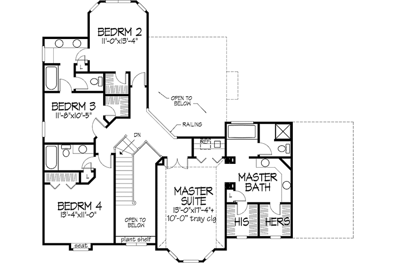 Home Plan - Floor Plan - Upper Floor for European House Plan #320-1414 - 4 bed, 3.5 bath