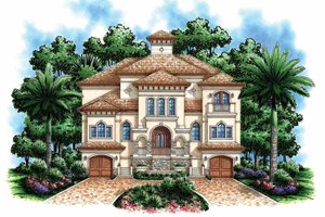 House Plan Design - Exterior - Front Elevation for Mediterranean House Plan #1017-110 - 4 bed, 5.5 bath
