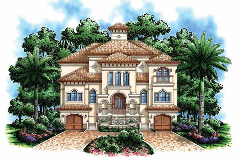 Architectural House Design - Mediterranean Exterior - Front Elevation Plan #1017-110