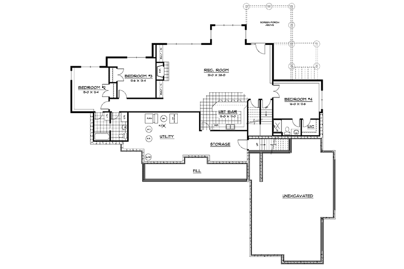 Home Plan - Floor Plan - Lower Floor for Traditional House Plan #51-680 - 4 bed, 3.5 bath