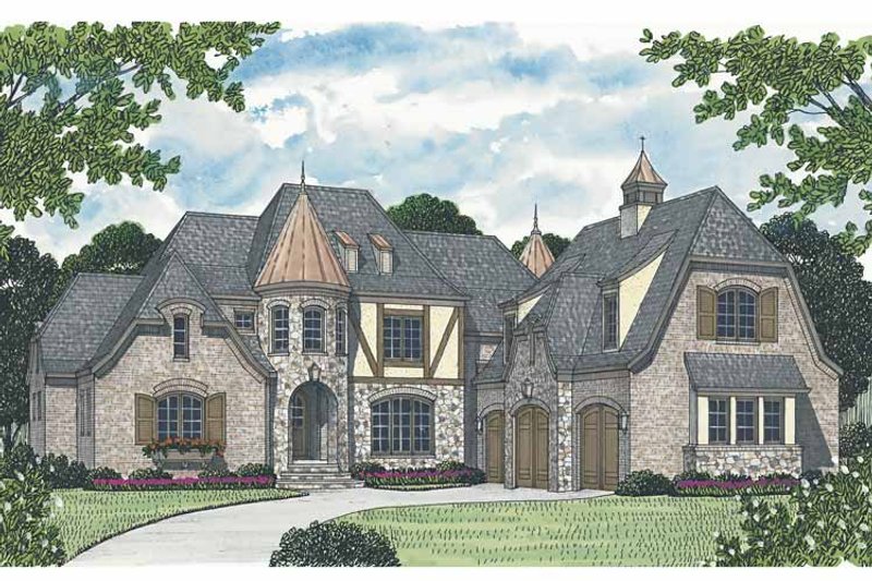 Architectural House Design - Exterior - Front Elevation 3 for European House Plan #453-586 - 3 bed, 4.5 bath
