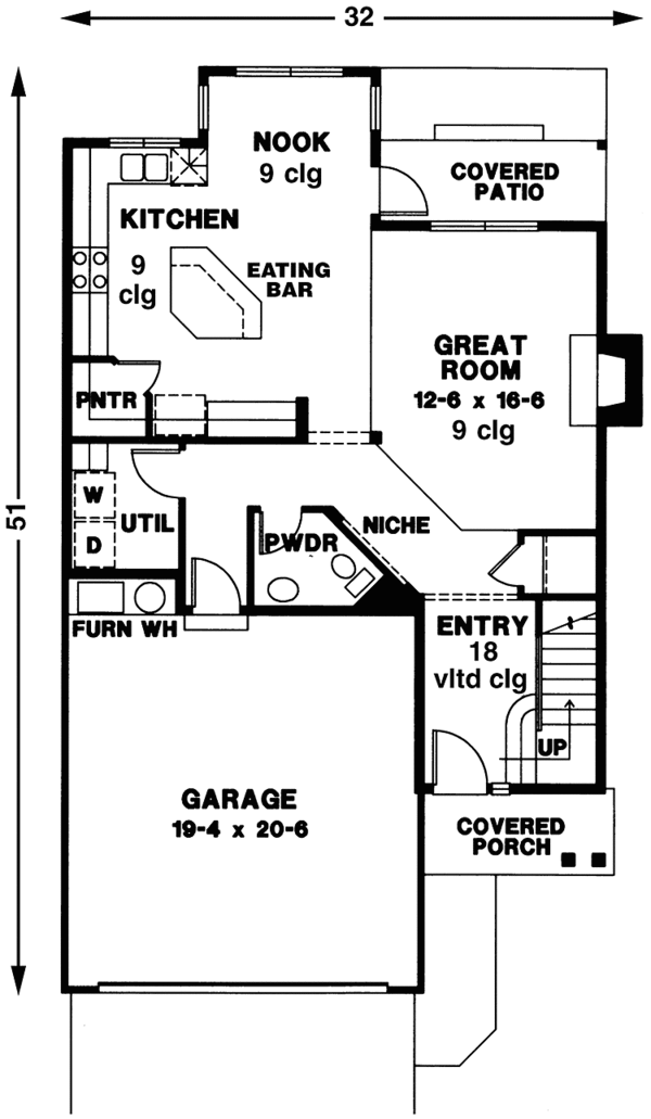 Home Plan - Craftsman Floor Plan - Main Floor Plan #966-30