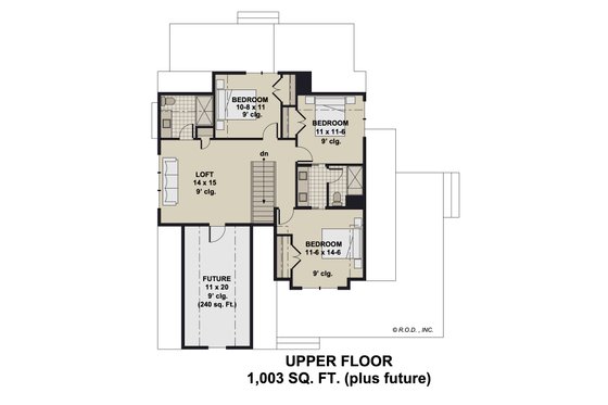 Floor Plan - Upper Floor for Farmhouse House Plan #51-1270 - 4 bed, 3.5 bath