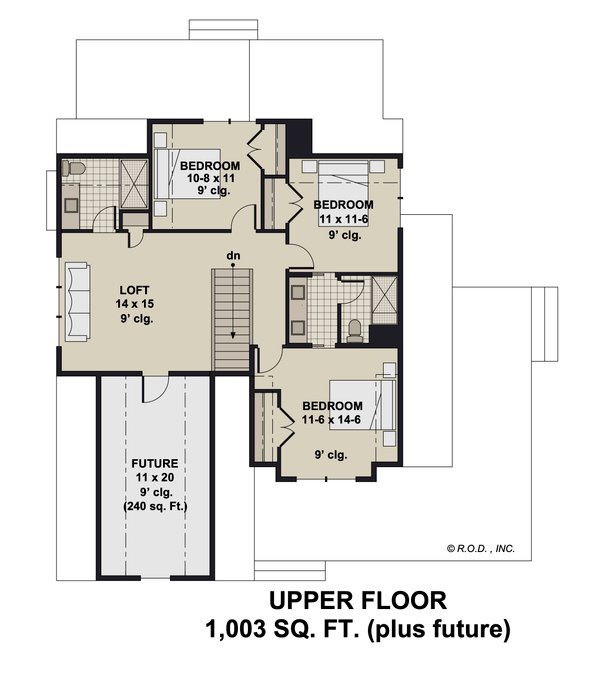 Farmhouse Floor Plan - Upper Floor Plan #51-1270