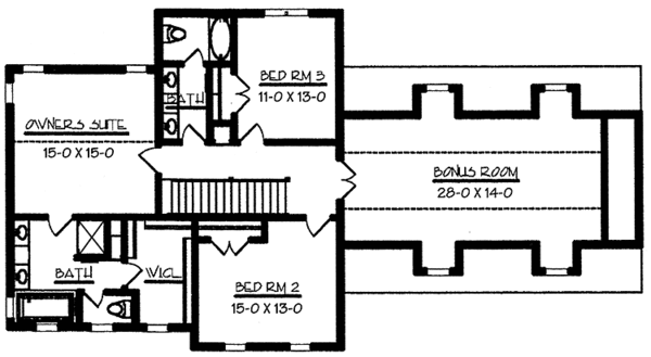 Home Plan - Country Floor Plan - Upper Floor Plan #320-1488