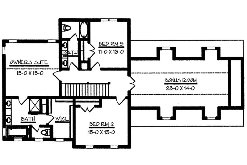Architectural House Design - Floor Plan - Upper Floor for Country House Plan #320-1488 - 3 bed, 2.5 bath