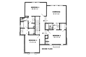 Floor Plan - Upper Floor for European House Plan #410-410 - 4 bed, 3.5 bath