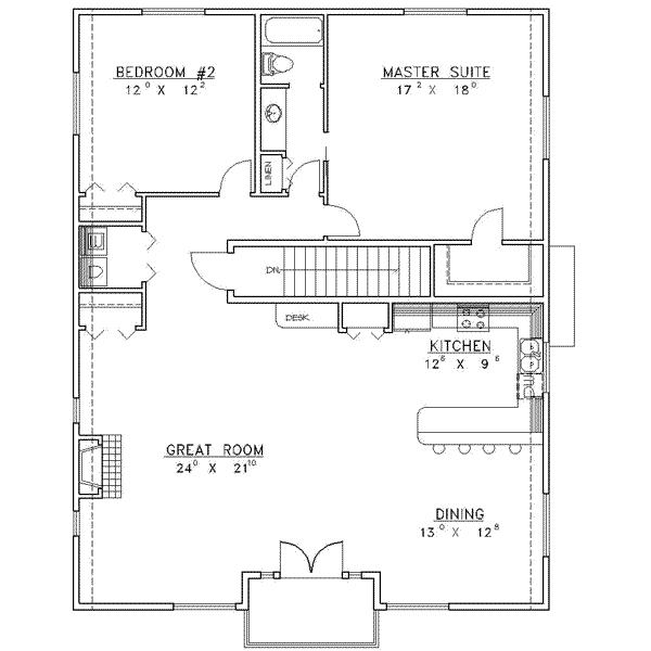 Architectural House Design - Colonial Floor Plan - Upper Floor Plan #117-246