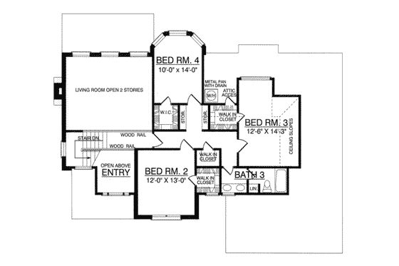 Floor Plan - Upper Floor for Country House Plan #40-206 - 4 bed, 2.5 bath