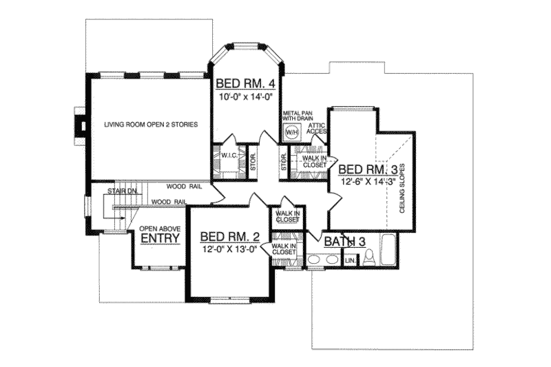 House Plan Design - Floor Plan - Upper Floor for Country House Plan #40-206 - 4 bed, 2.5 bath