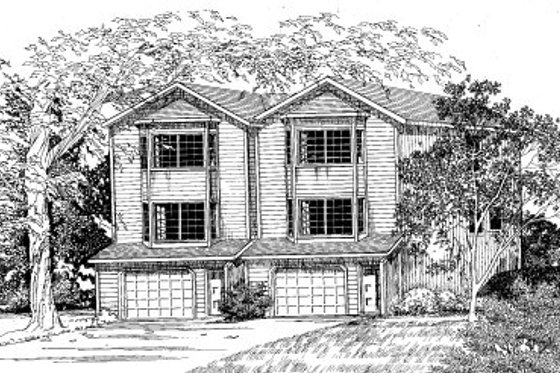 Exterior - Front Elevation for Traditional House Plan #303-129 - 2 bed, 2.5 bath