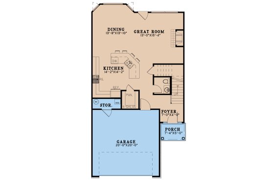 Floor Plan - Main Floor for Craftsman House Plan #923-196 - 3 bed, 2.5 bath